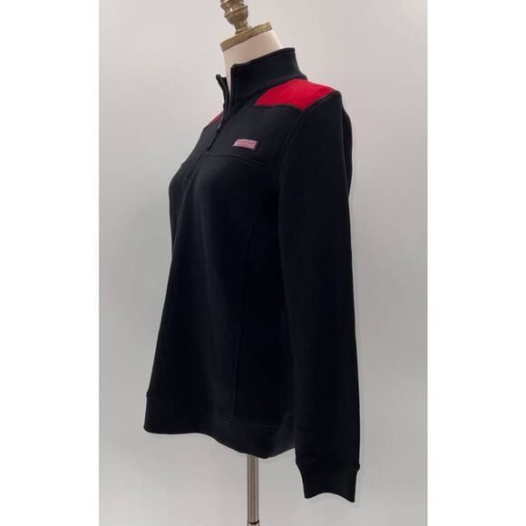 Vineyard Vines Two Toned Black/Red Mock Neck Quarter Zip Up Jacket- S - Picture 11 of 11